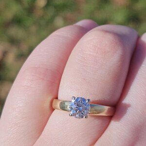  14K Yellow Gold 0.90CT Diamond Solitaire Engagement Ring Size 6.25 